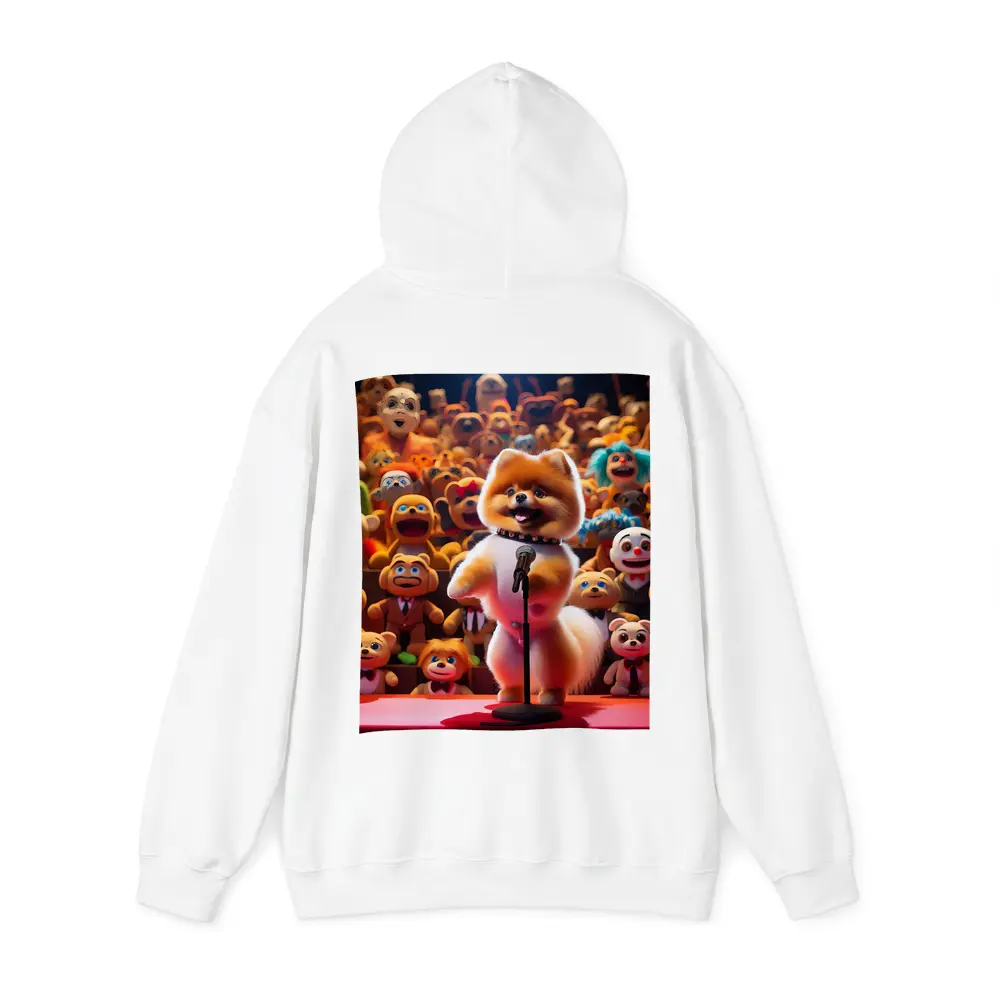 Pomeranian On Stage With Toy Crowd – Hoodies