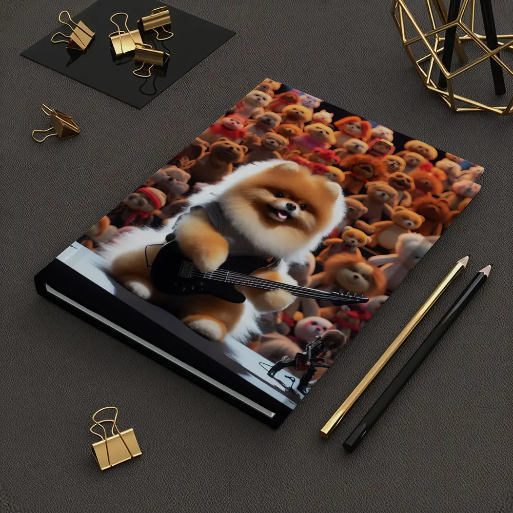 Pomeranian Dog Rocking Guitar On Stage – Notebooks