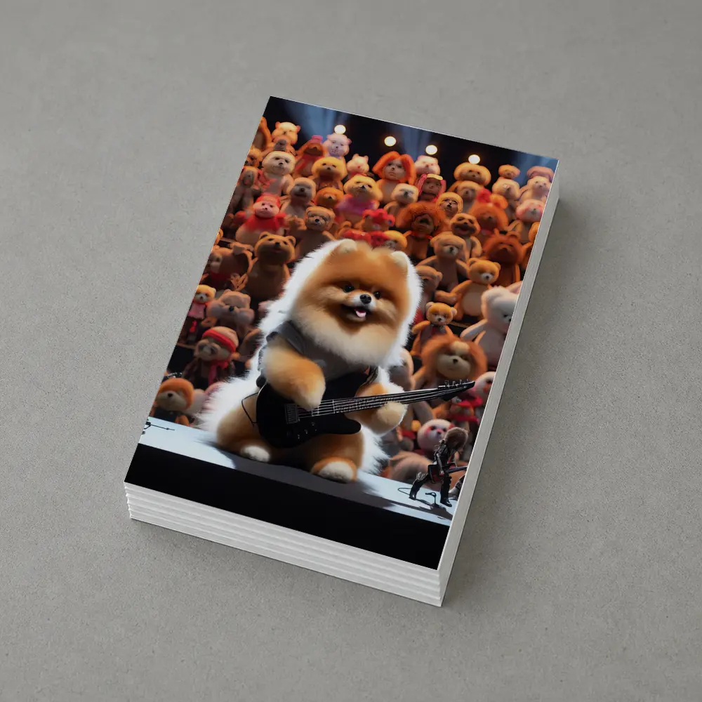 Pomeranian Dog Rocking Guitar On Stage – Postcards
