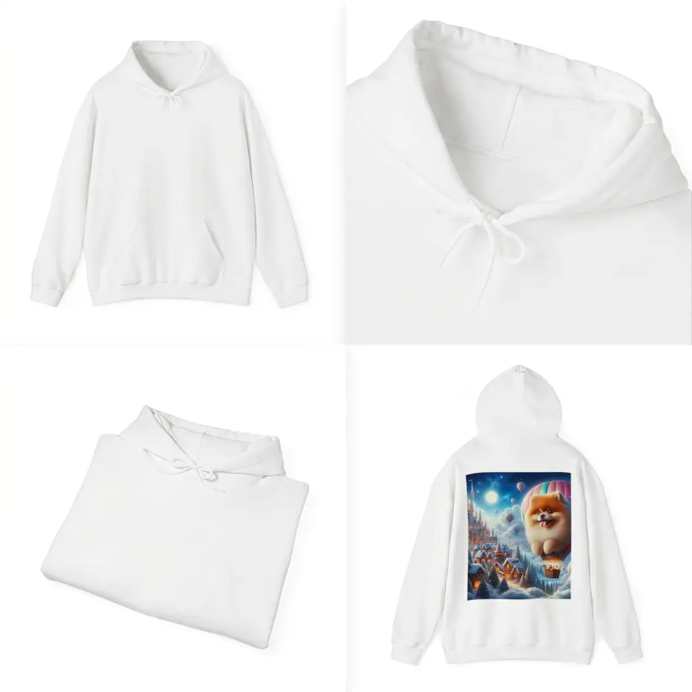 Pomeranian Hot Air Balloon Winter Fantasy Castle – Hoodies