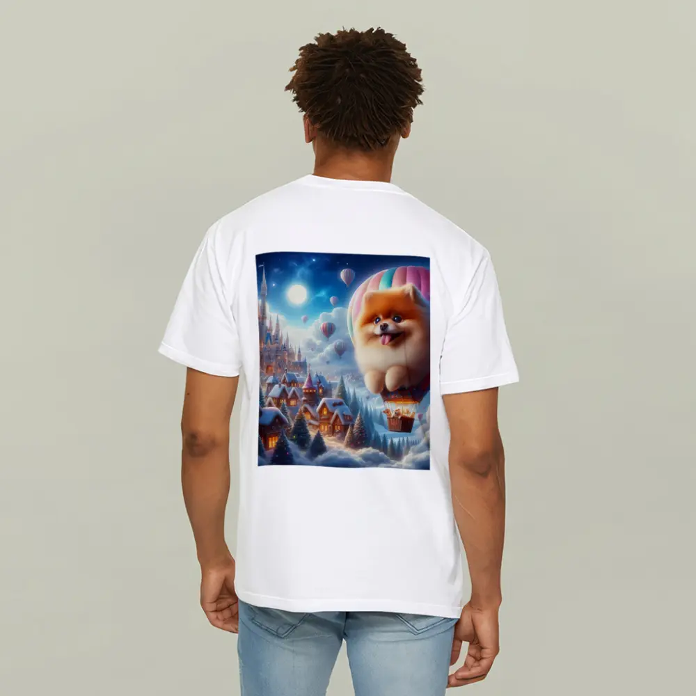 Pomeranian Hot Air Balloon Winter Fantasy Castle – T-Shirts