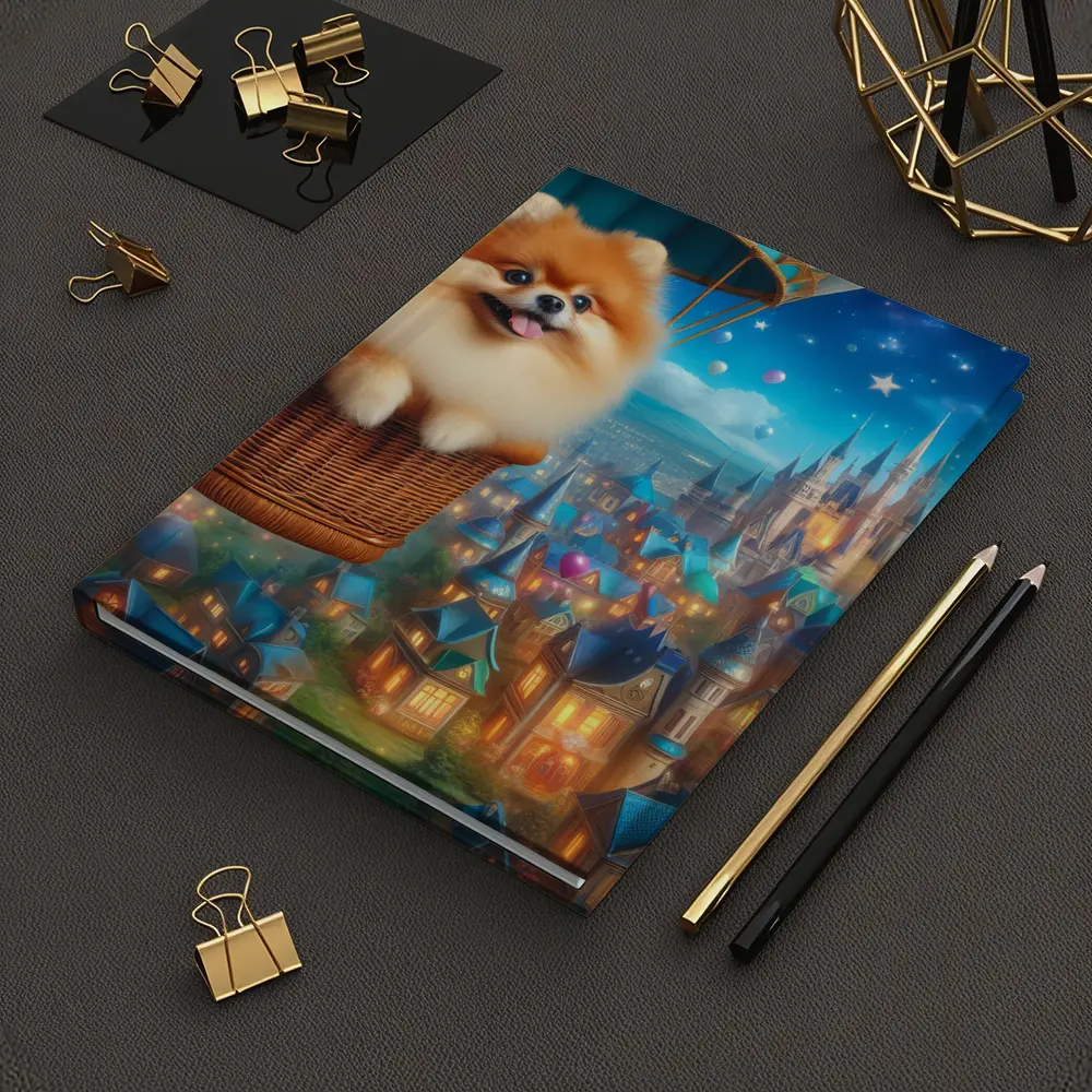Pomeranian Dog Hot Air Balloon Fantasy City – Notebooks