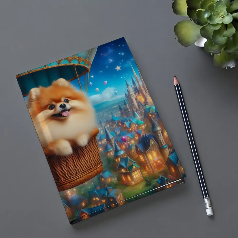 Pomeranian Dog Hot Air Balloon Fantasy City – Notebooks