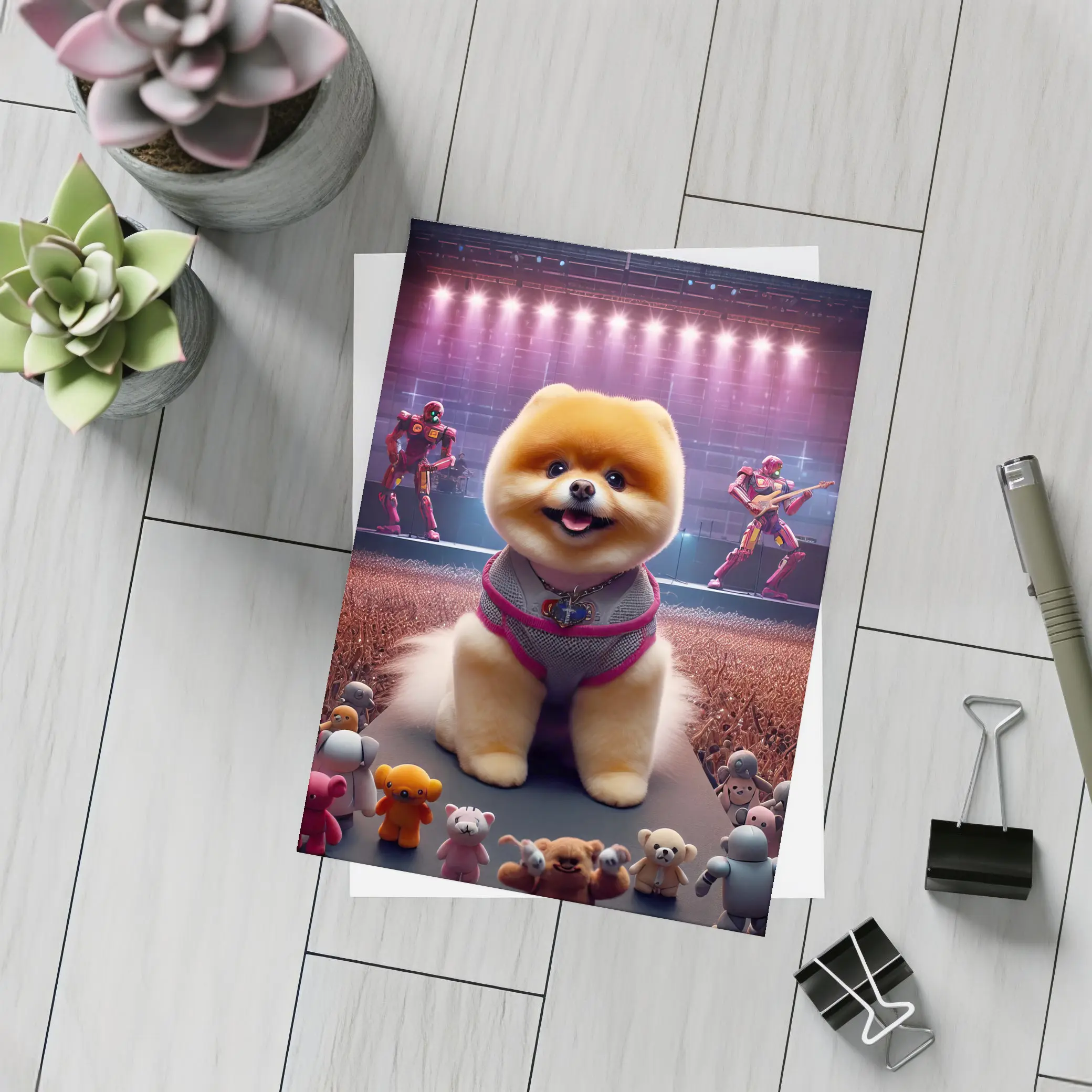 Pomeranian Dog Rocking Concert Stage Show – Postcards