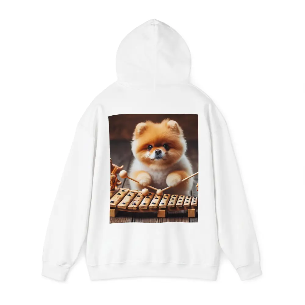 Pomeranian Playing Xylophone With Dinosaur Toys – Hoodies