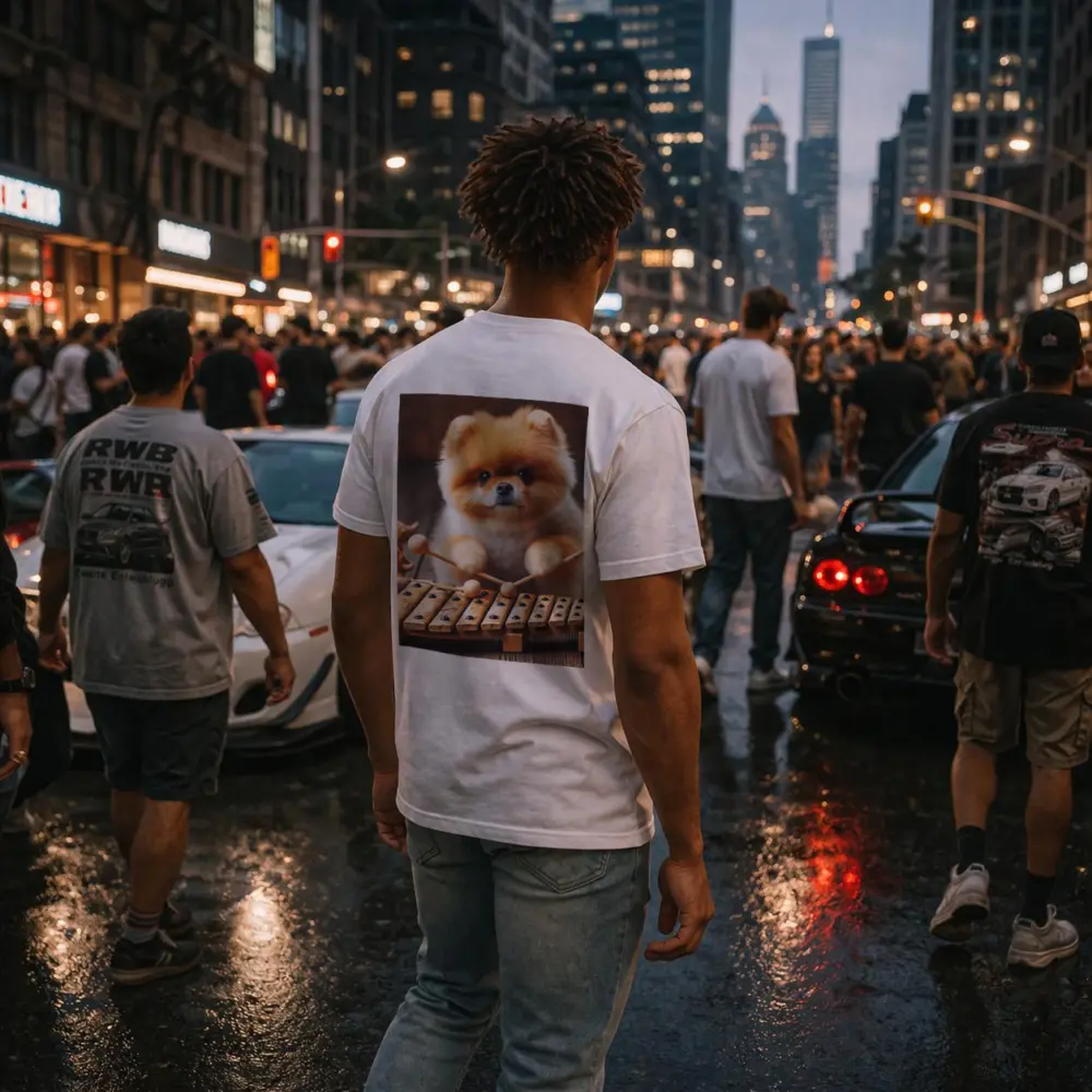 Pomeranian Playing Xylophone With Dinosaur Toys – T-Shirts