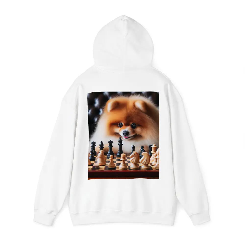 Pomeranian Dog Playing Chess Board Game – Hoodies