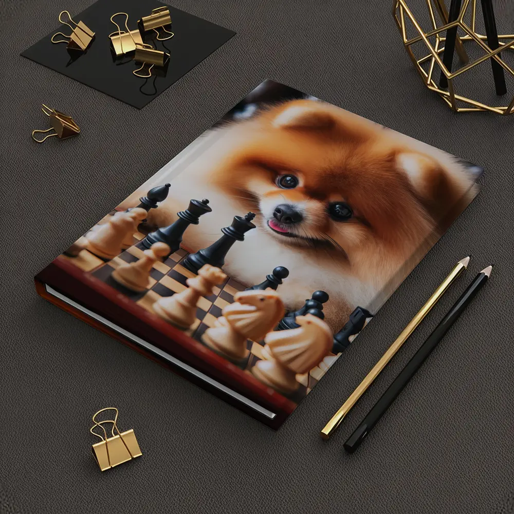 Pomeranian Dog Playing Chess Board Game – Notebooks
