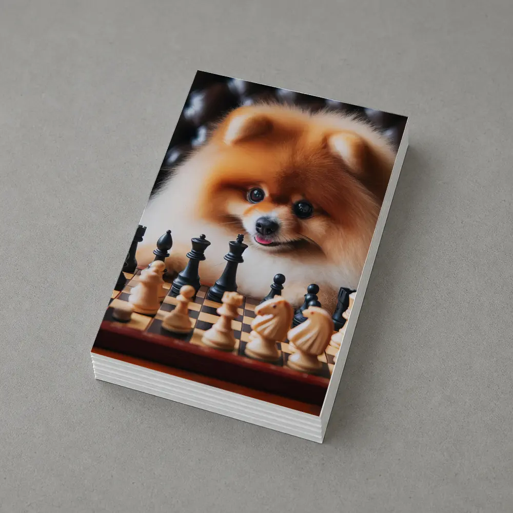 Pomeranian Dog Playing Chess Board Game – Postcards