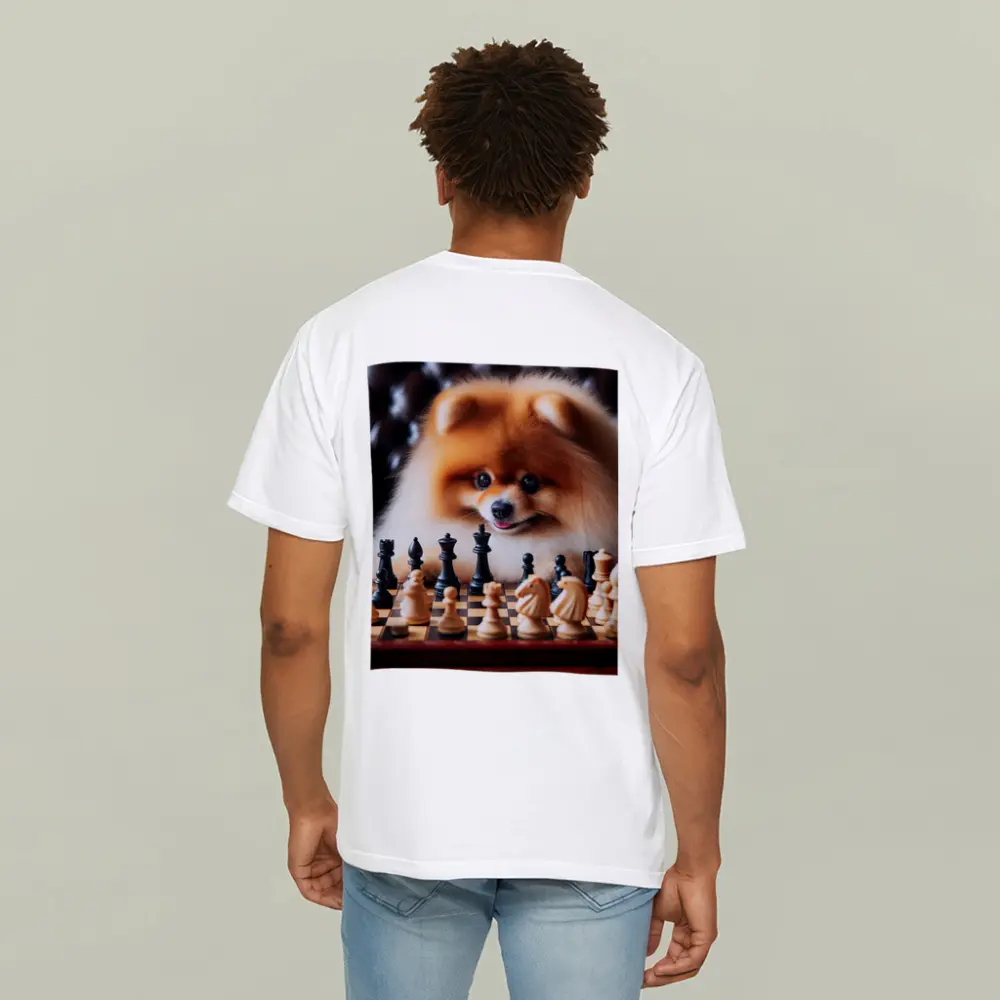 Pomeranian Dog Playing Chess Board Game – T-Shirts