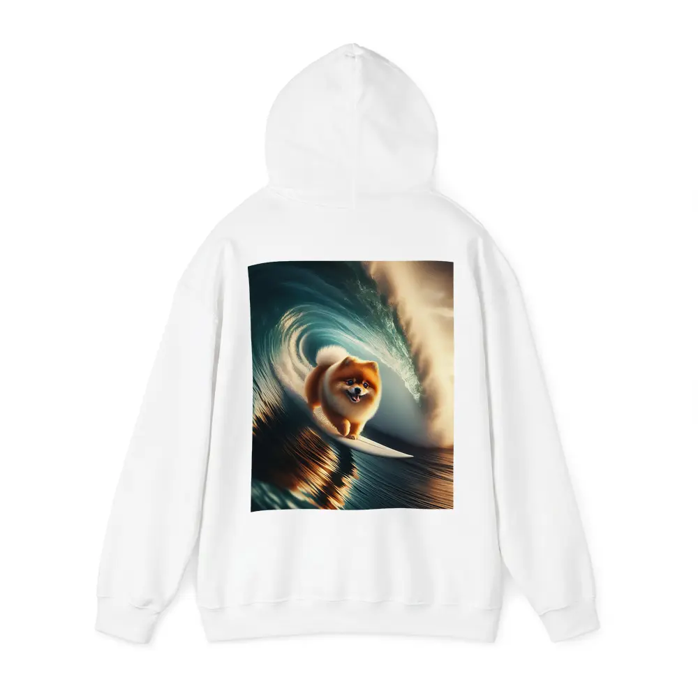 Pomeranian Surfing Barrel Wave Ocean – Hoodies