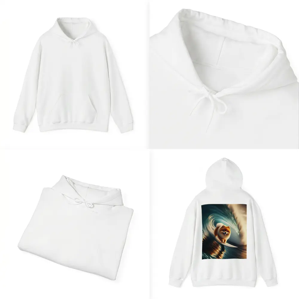 Pomeranian Surfing Barrel Wave Ocean – Hoodies