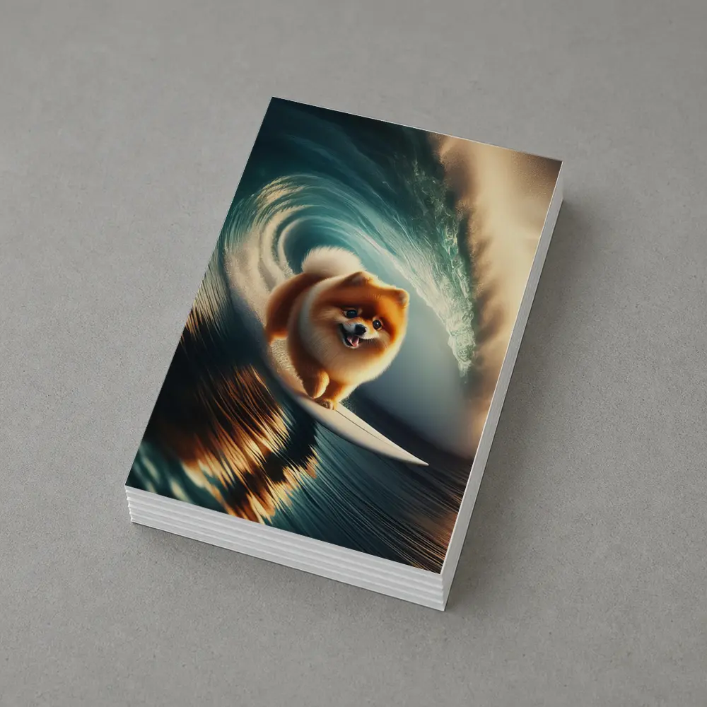Pomeranian Surfing Barrel Wave Ocean – Postcards