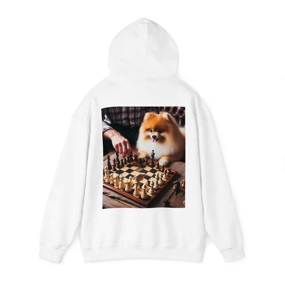 Pomeranian Dog Playing Chess With Man – Hoodies