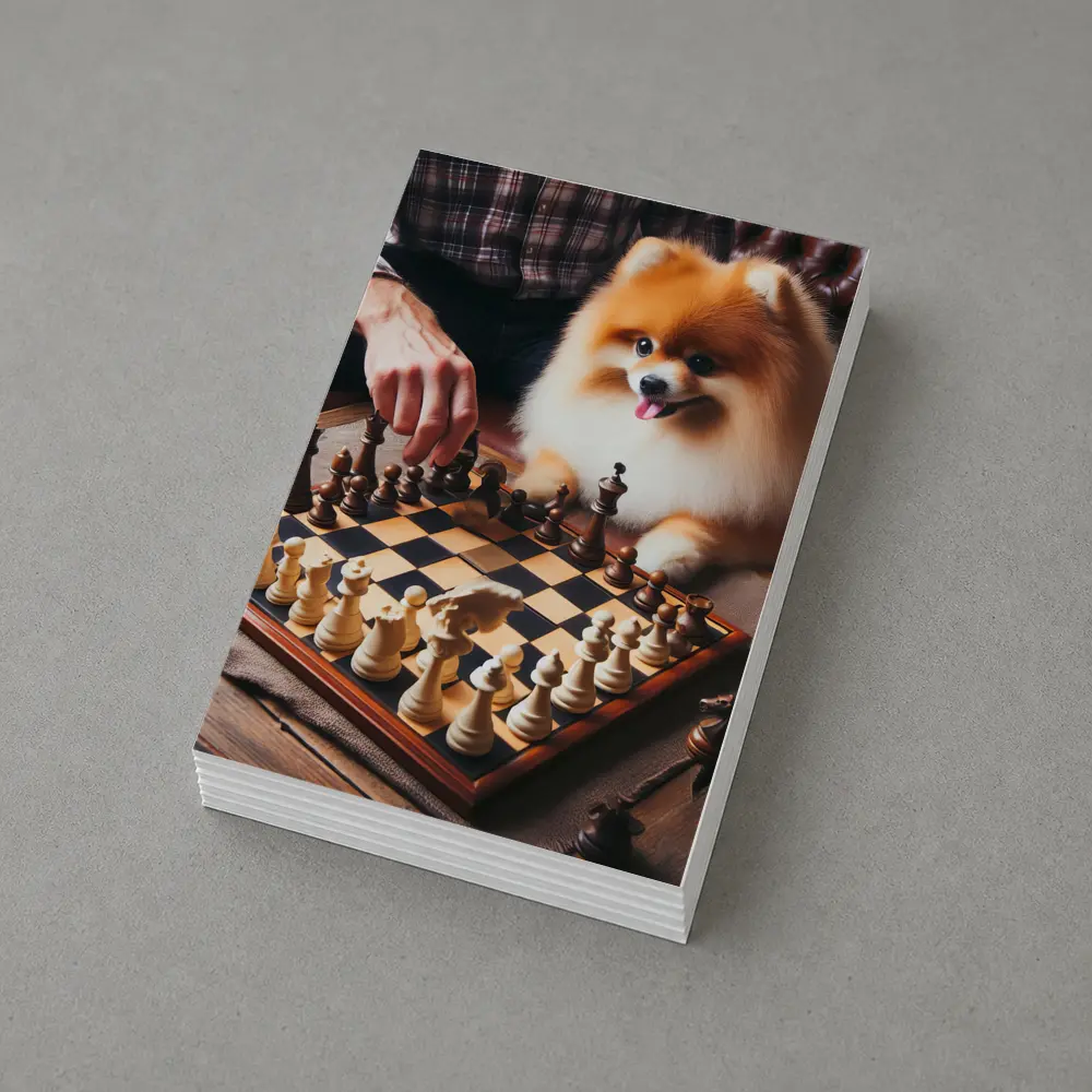 Pomeranian Dog Playing Chess With Man – Postcards