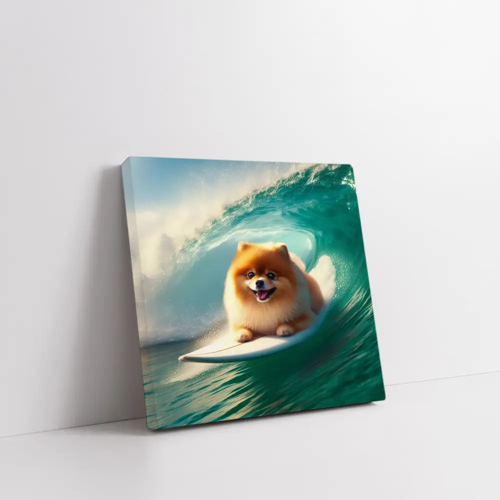 Pomeranian Surfing Ocean Wave Tube – Wall Art