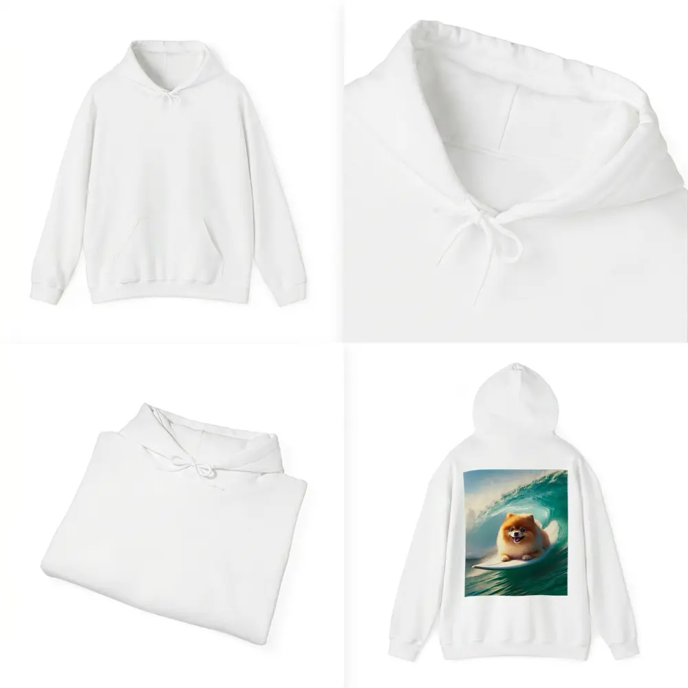 Pomeranian Surfing Ocean Wave Tube – Hoodies
