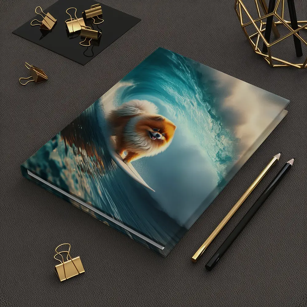Pomeranian Surfing Massive Ocean Wave – Notebooks