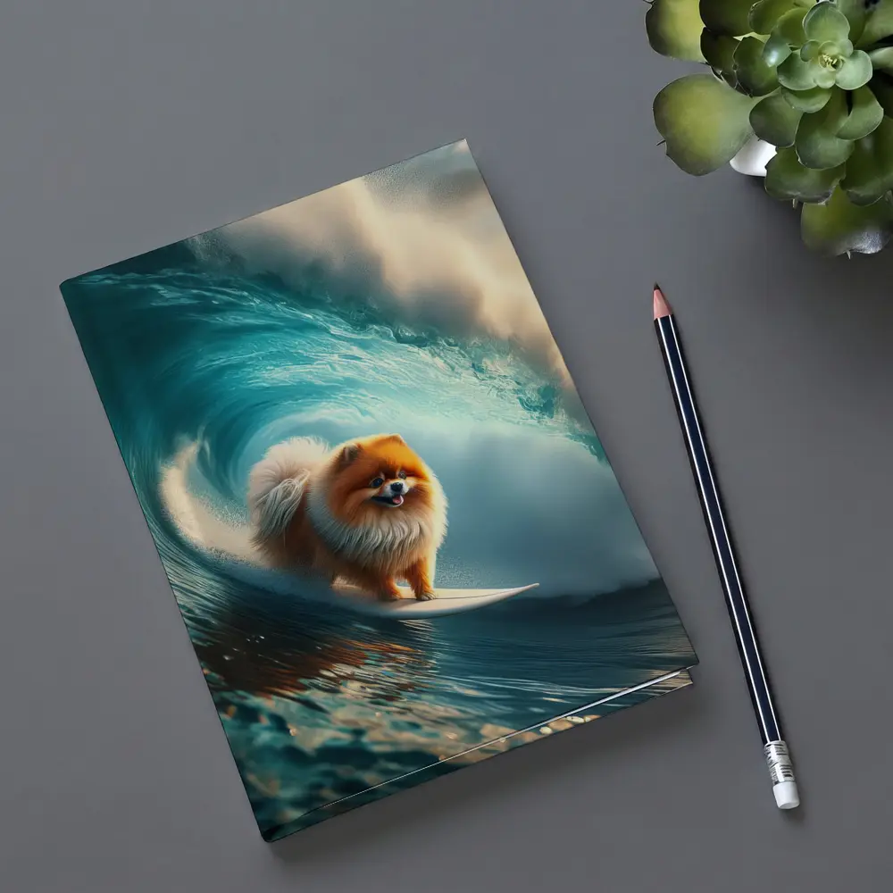 Pomeranian Surfing Massive Ocean Wave – Notebooks