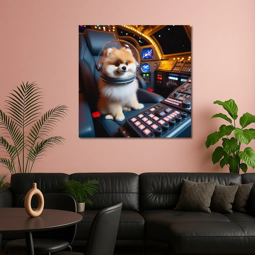 Pomeranian Astronaut Dog Space Cockpit – Wall Art