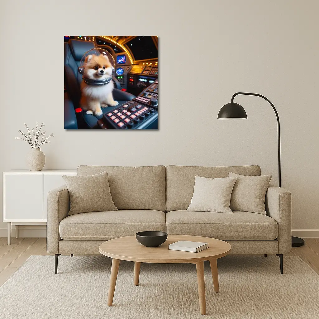 Pomeranian Astronaut Dog Space Cockpit – Wall Art