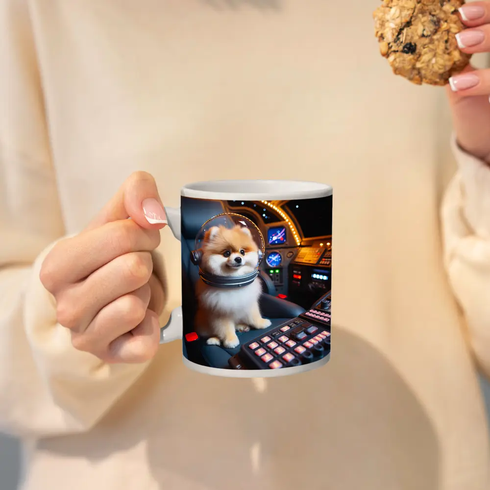 Pomeranian Astronaut Dog Space Cockpit – Mugs
