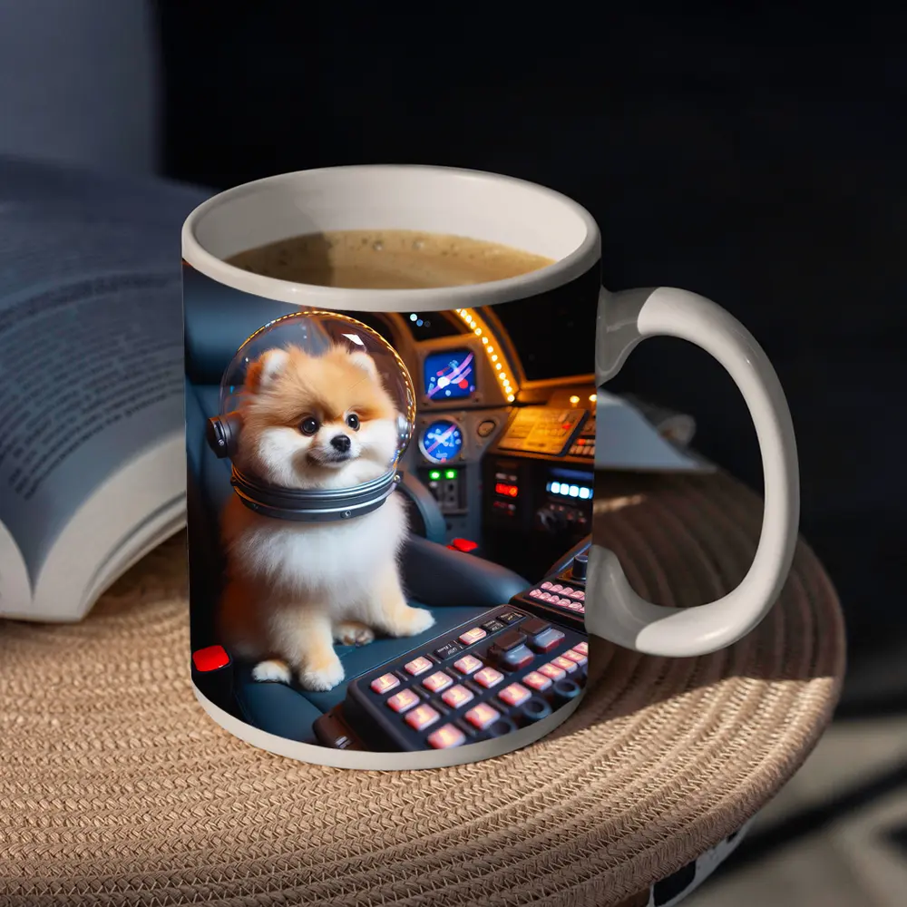 Pomeranian Astronaut Dog Space Cockpit – Mugs