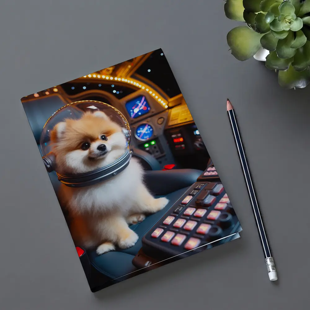 Pomeranian Astronaut Dog Space Cockpit – Notebooks