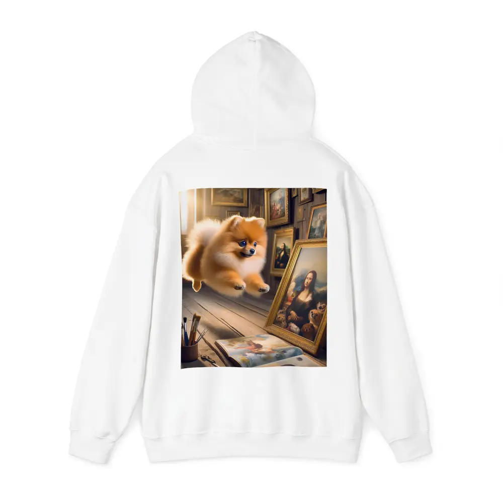 Pomeranian Dog Flying Art Gallery Scene – Hoodies