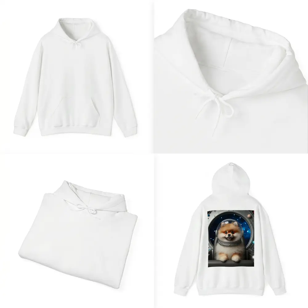 Pomeranian Astronaut Dog in Space Cockpit – Hoodies