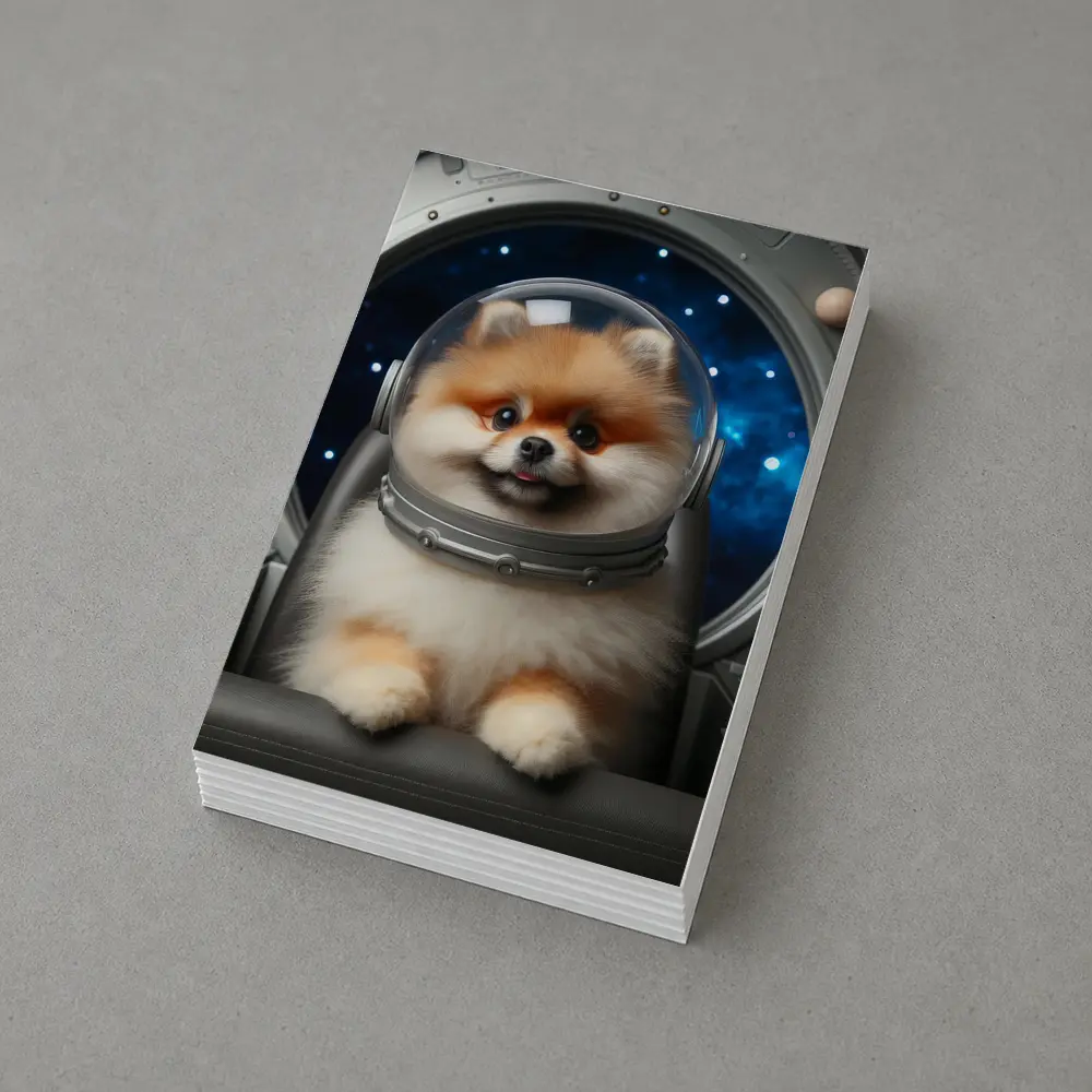 Pomeranian Astronaut Dog in Space Cockpit – Postcards