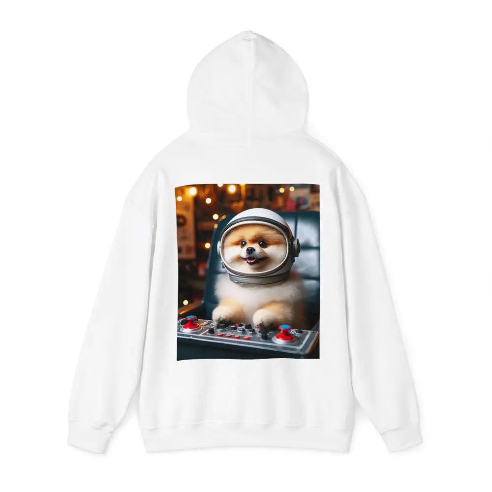 Pomeranian Astronaut Dog at Space Controls – Hoodies