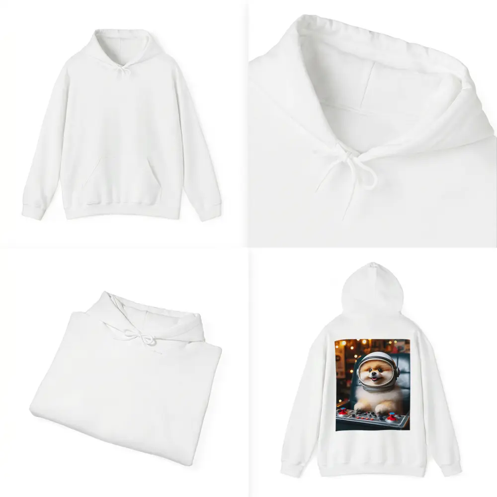 Pomeranian Astronaut Dog at Space Controls – Hoodies