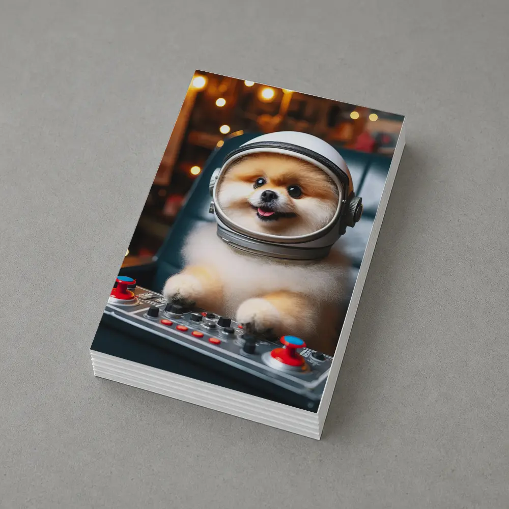 Pomeranian Astronaut Dog at Space Controls – Postcards