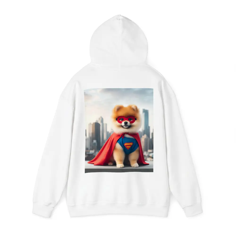 Pomeranian Superhero Dog City Skyline – Hoodies