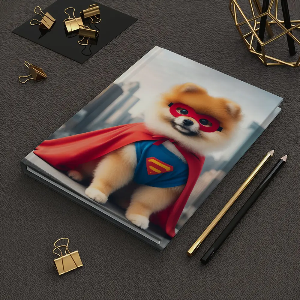 Pomeranian Superhero Dog City Skyline – Notebooks