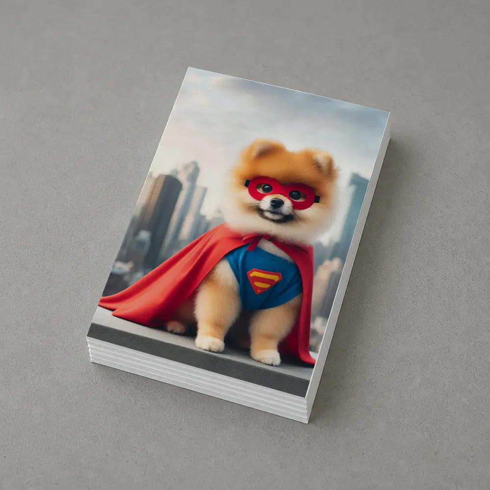 Pomeranian Superhero Dog City Skyline – Postcards