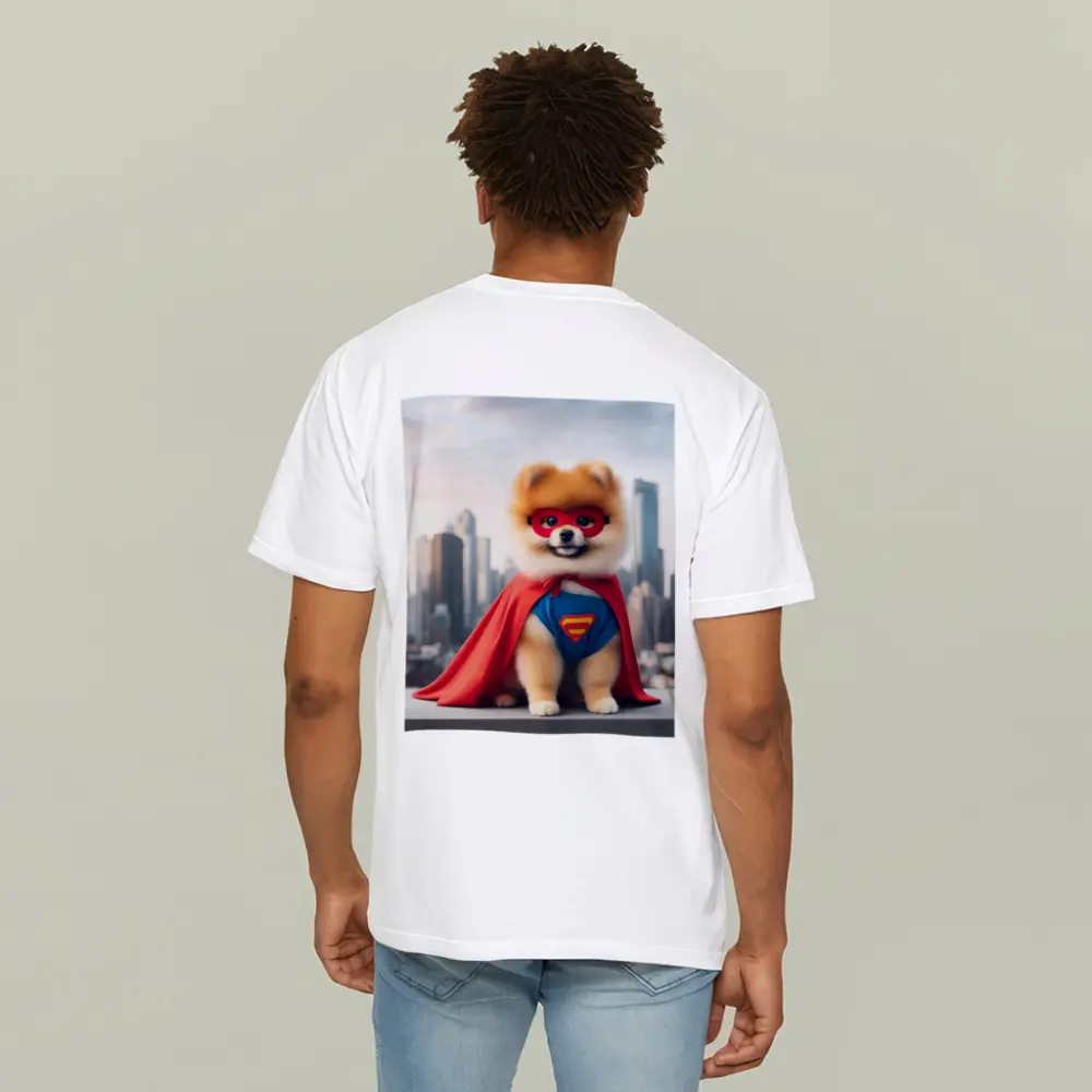Pomeranian Superhero Dog City Skyline – T-Shirts