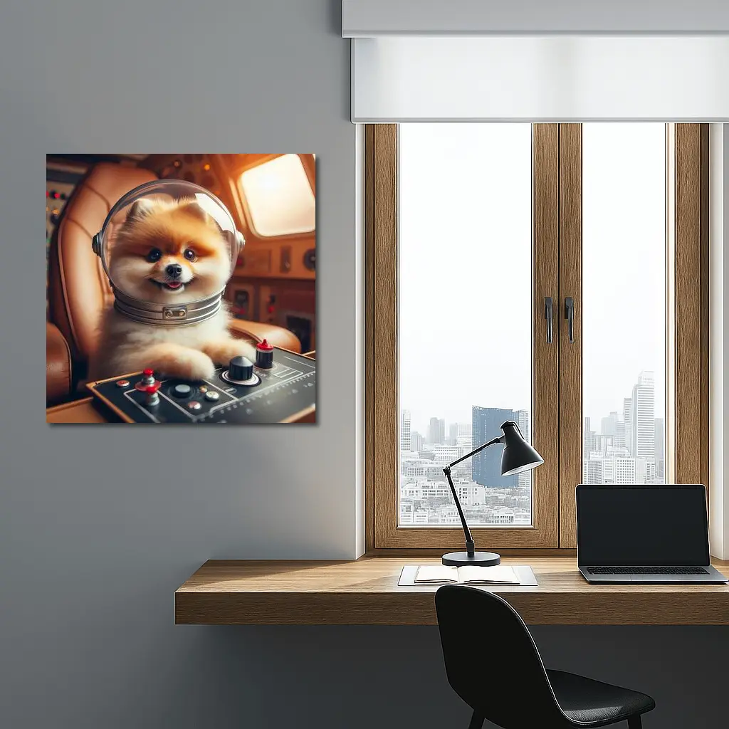 Pomeranian Astronaut Pilot Spaceship Cockpit – Wall Art