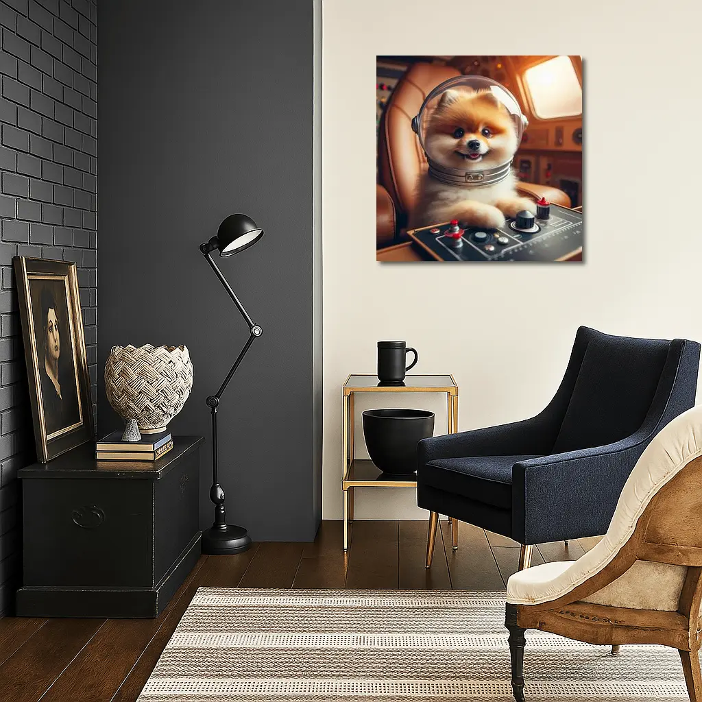 Pomeranian Astronaut Pilot Spaceship Cockpit – Wall Art