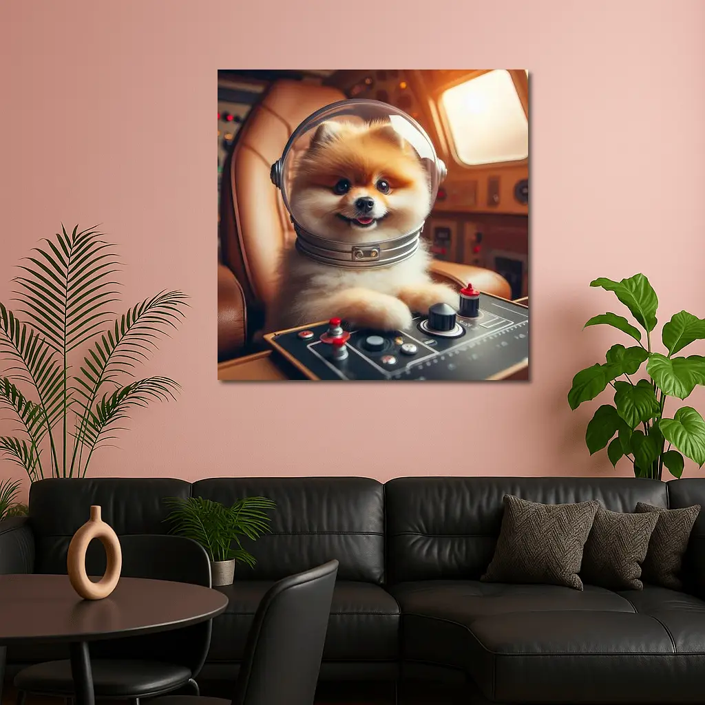 Pomeranian Astronaut Pilot Spaceship Cockpit – Wall Art
