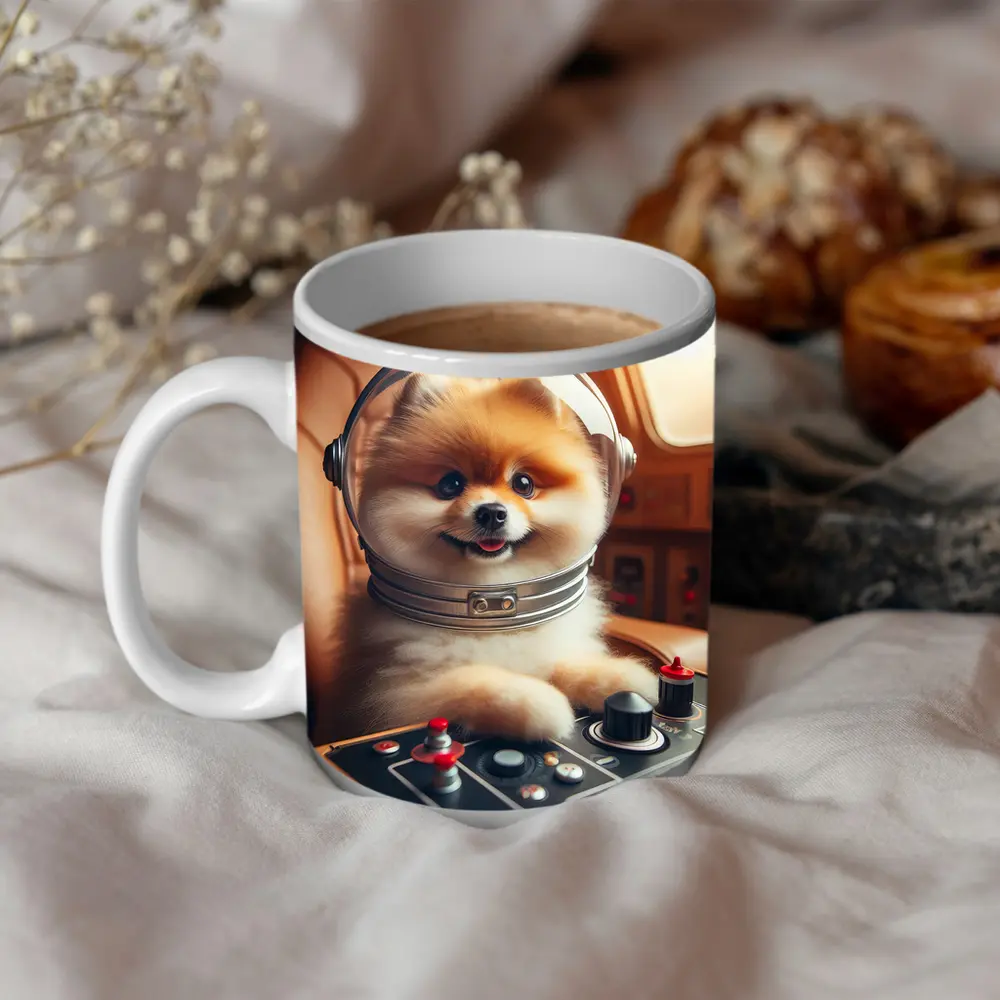 Pomeranian Astronaut Pilot Spaceship Cockpit – Mugs