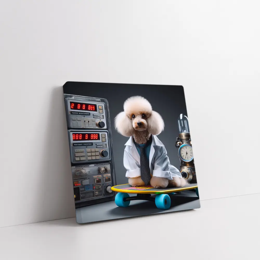 Poodle Scientist Wearing Lab Coat Skateboard – Wall Art