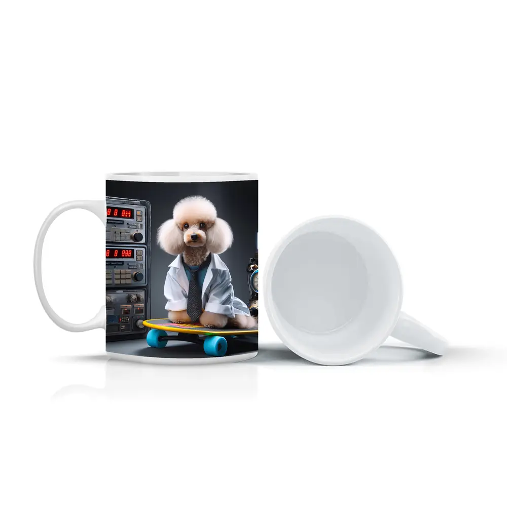 Poodle Scientist Wearing Lab Coat Skateboard – Mugs