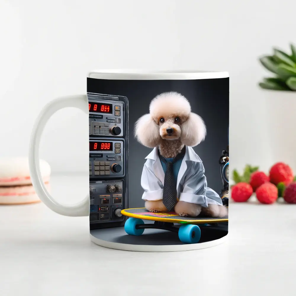 Poodle Scientist Wearing Lab Coat Skateboard – Mugs