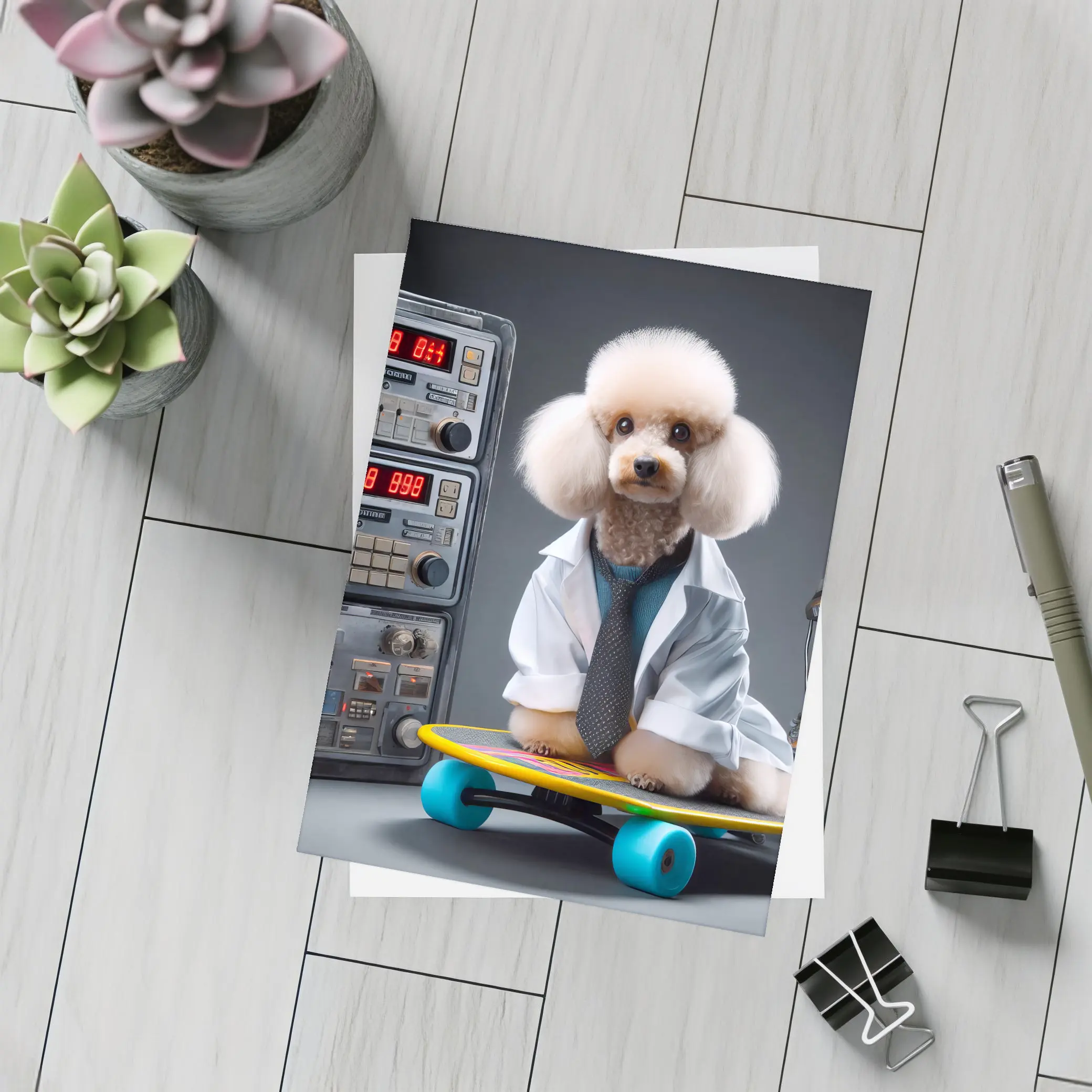 Poodle Scientist Wearing Lab Coat Skateboard – Postcards