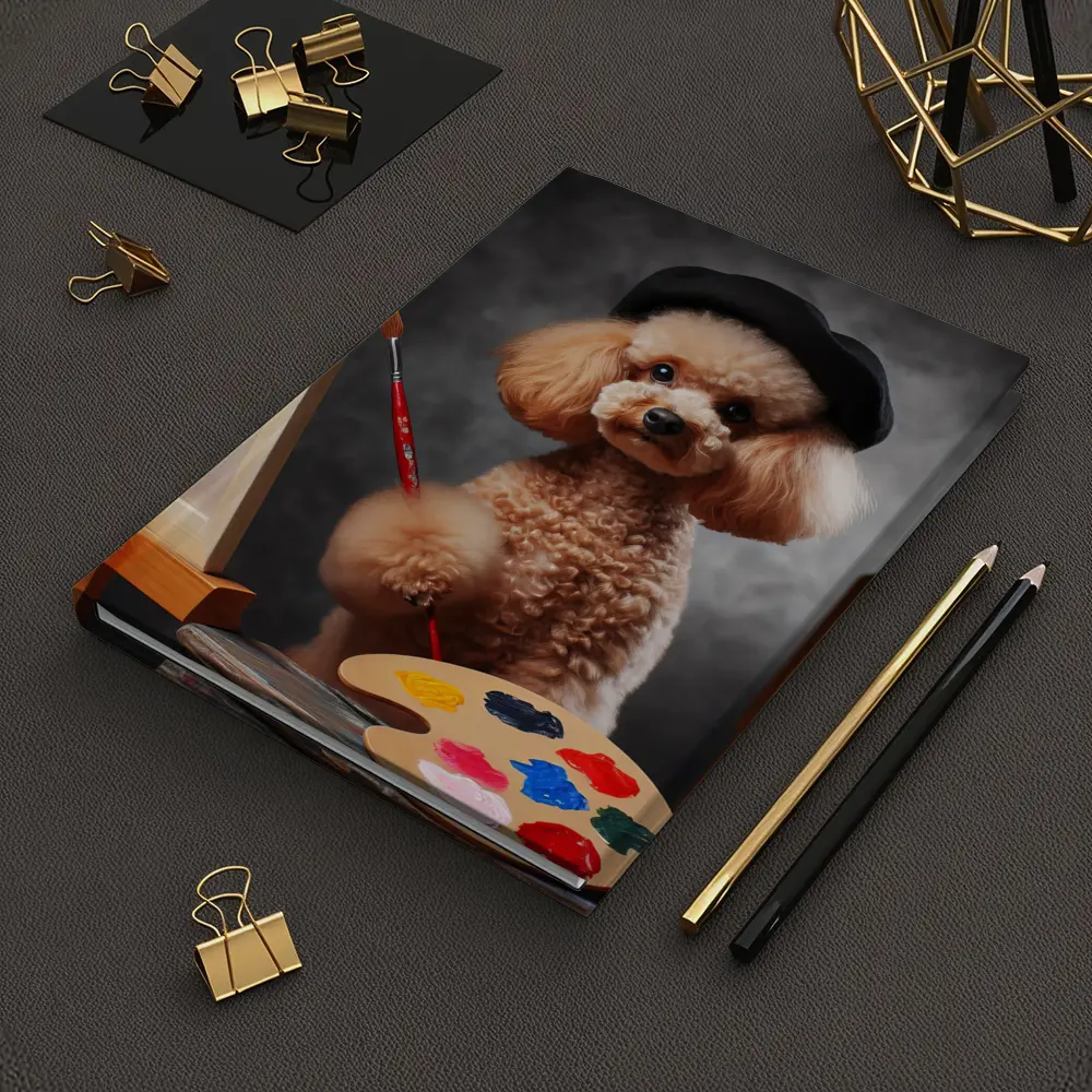 Poodle Artist Painting with Beret Hat – Notebooks