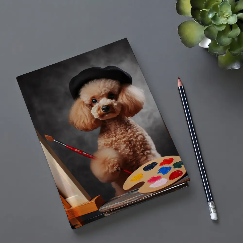 Poodle Artist Painting with Beret Hat – Notebooks