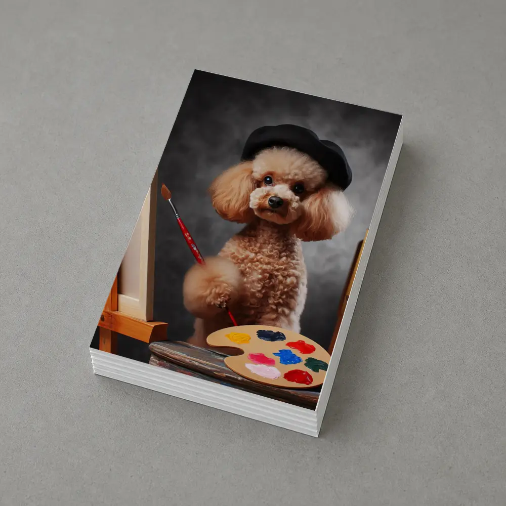 Poodle Artist Painting with Beret Hat – Postcards