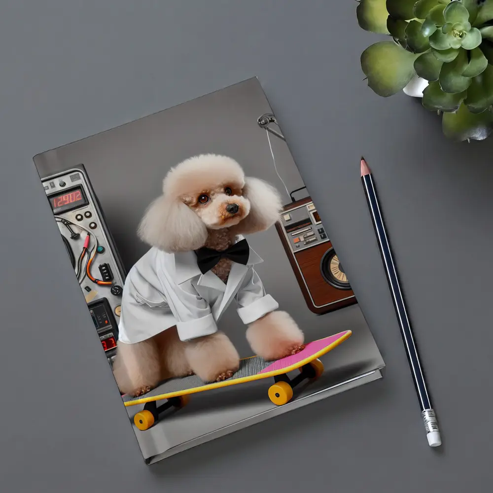 Poodle Scientist on Skateboard Retro Lab – Notebooks
